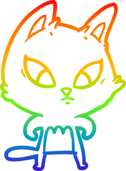 Bir insan tarafından çizilmiş kafası karışmış çizgi film kedisinin çizimi.