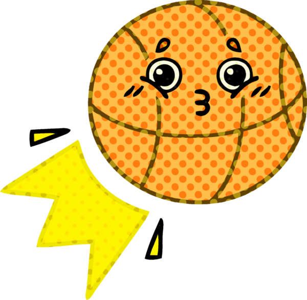 Bir insan tarafından çizilmiş bir basketbol topunun çizgi romanı.