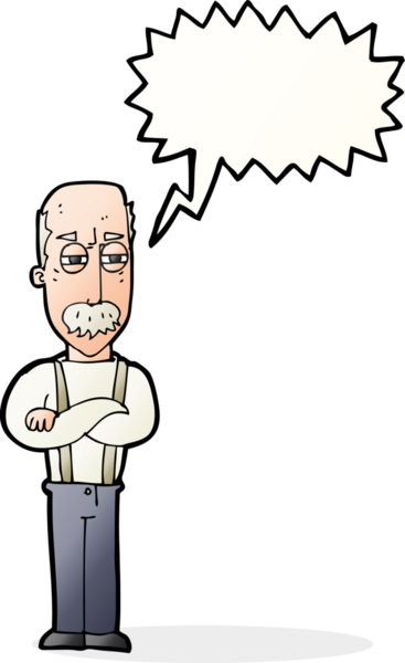 Bir insan tarafından çizilen konuşma baloncuğuyla yaşlı bir adamı sinirlendiren çizgi film.