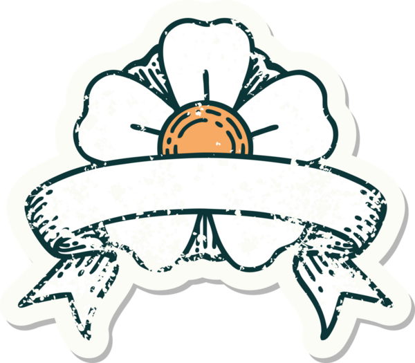 Bir insan tarafından çizilmiş çiçeğin bayrağını taşıyan eski bir etiket.