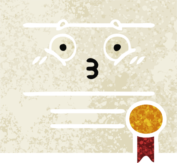 Bir insan tarafından çizilmiş mezuniyet diplomasının retro çizim tarzı karikatürü.