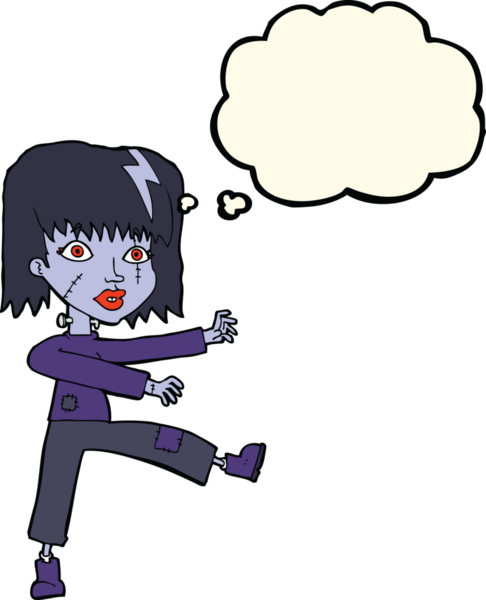 Bir insan tarafından çizilmiş düşünce baloncuğu olan ölümsüz bir kız.