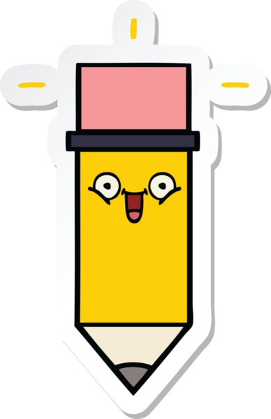 Bir insan tarafından çizilmiş şirin bir karikatür kalemi çıkartması.