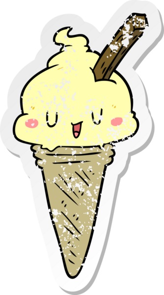 Bir insan tarafından çizilmiş tatlı bir karikatür dondurmasının sıkıntılı çıkartması.