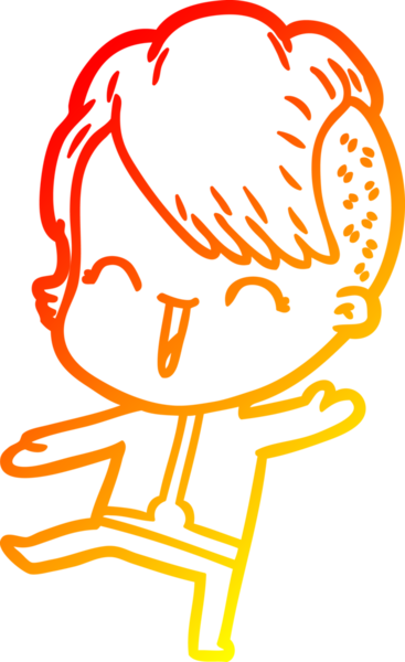 Bir insan tarafından çizilmiş uzay elbisesi giyen mutlu bir hipster kızın çizgi çizimi.