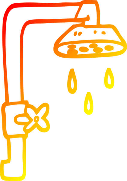 Bir insan tarafından çizilmiş çizgi film duş başlığının sıcak çizgi çizimi