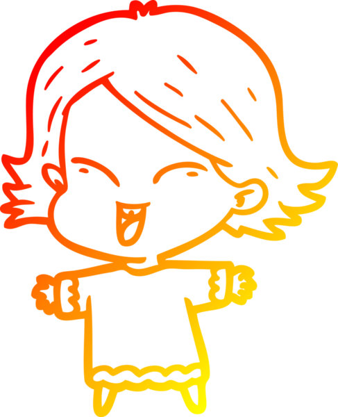 Bir insan tarafından çizilmiş mutlu bir çizgi film kızı çizimi