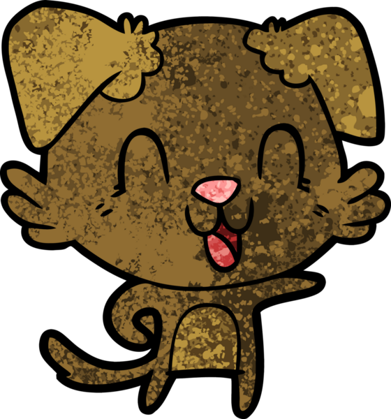 Bir insan tarafından çizilmiş gülen çizgi film köpeği.