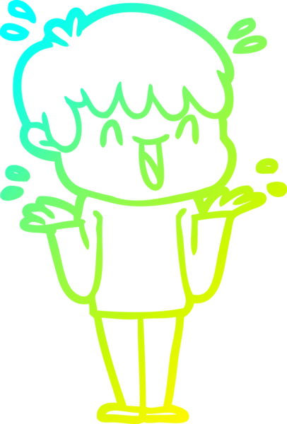 Bir insan tarafından çizilmiş gülen bir çizgi film karakteri çizimi.