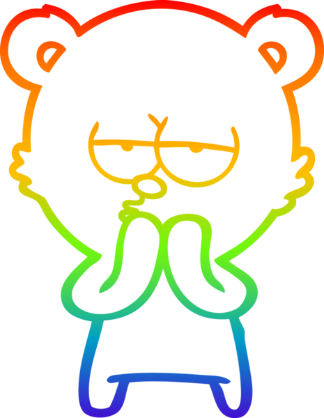 Bir insan tarafından çizilmiş sıkılmış bir ayı çizgi filminin çizimi.