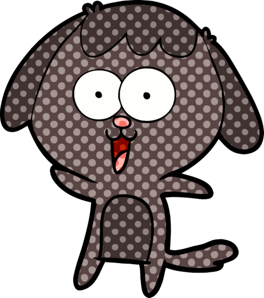 Bir insan tarafından çizilmiş şirin bir çizgi film köpeği.