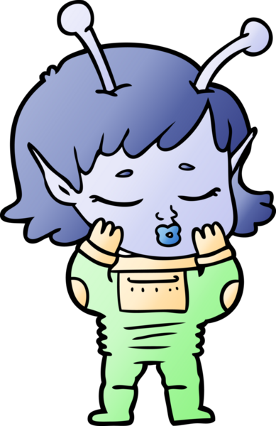 Bir insan tarafından çizilmiş uzaylı kız.