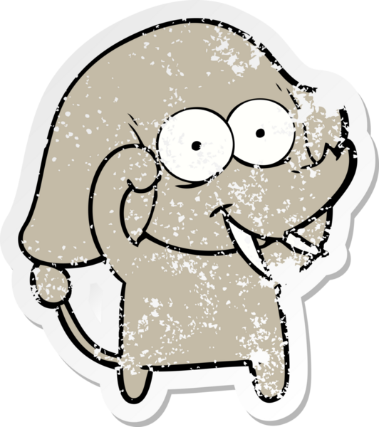 Bir insan tarafından çizilmiş mutlu bir filin sıkıntılı çıkartması.