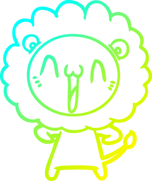 Bir insan tarafından çizilmiş mutlu çizgi film aslanı çizimi.