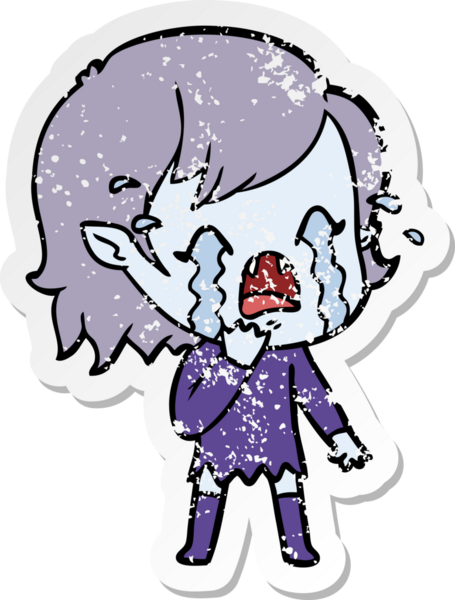 Bir insan tarafından çizilmiş ağlayan vampir bir karikatür çıkartması.