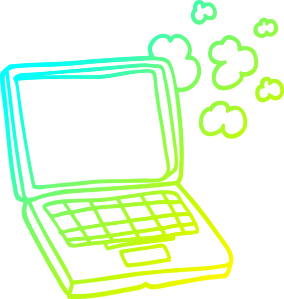 Bir insan tarafından çizilmiş bir dizüstü bilgisayarın soğuk gradyan çizimi