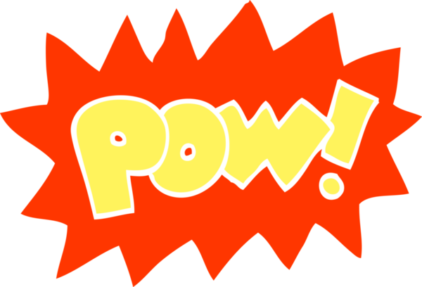 bir insan tarafından çizilmiş düz renk çizim pow sembolü