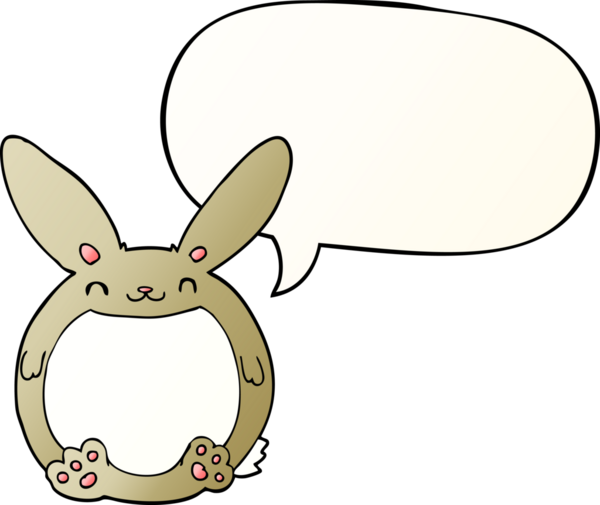Bir insan tarafından çizilmiş, konuşma baloncuklu çizgi film tavşanı.