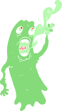 Bir insan tarafından çizilmiş bir hayaletin düz renk çizimi