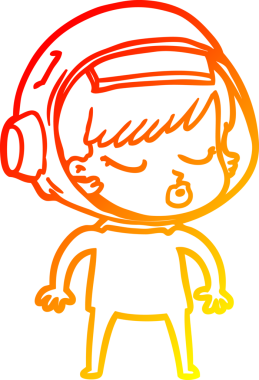 Bir insan tarafından çizilmiş güzel astronot bir kızın sıcak çizgi çizimi