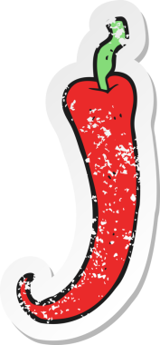 Bir insan tarafından çizilmiş kırmızı biber çizgi filminin gerilimli yapıştırması.