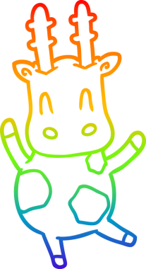 Gökkuşağı gradyan çizgisi bir insan tarafından çizilmiş şirin bir zürafa