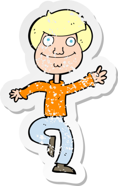 Bir insan tarafından çizilmiş bir karikatür dansçısının gerilimli çıkartması.