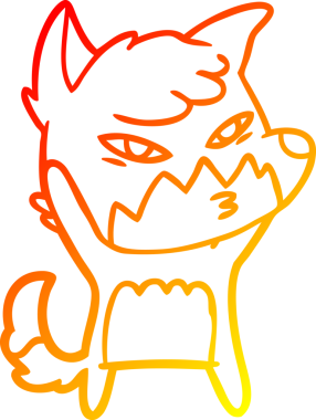 Bir insan tarafından çizilmiş akıllı bir tilkinin sıcak çizgi çizimi