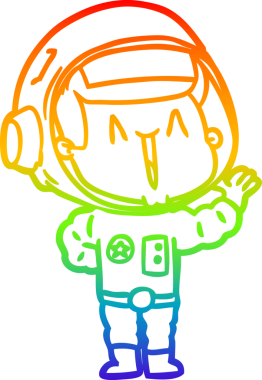 Bir insan tarafından çizilmiş şarkı söyleyen bir astronotun çizdiği gökkuşağı gradyanı çizimi