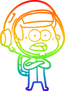 gökkuşağı gradyan çizgi çizimi bir insan tarafından çizilmiş astronot şaşırttı