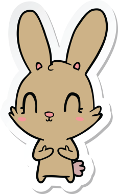 Bir insan tarafından çizilmiş şirin bir tavşanın çıkartması.