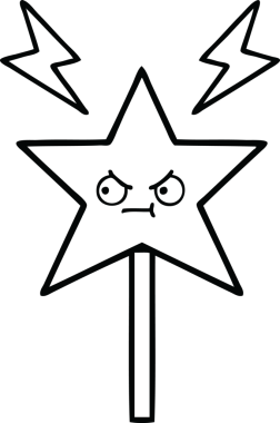 Bir insan tarafından çizilmiş sihirli bir değnek çizimi.