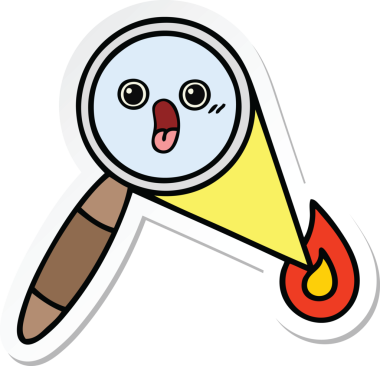 Bir insan tarafından çizilmiş şirin bir çizgi film büyütecinin çıkartması.