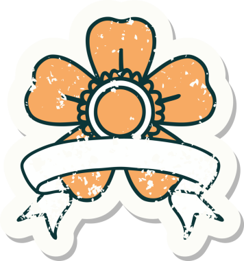 Bir insan tarafından çizilmiş çiçeğin bayrağını taşıyan eski bir etiket.