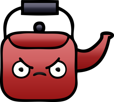 Bir insan tarafından çizilmiş gölgeli bir çaydanlık karikatürü