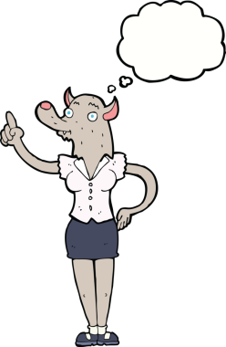 Bir insan tarafından çizilmiş düşünce baloncuğu fikri olan bir kurtadam kadın.