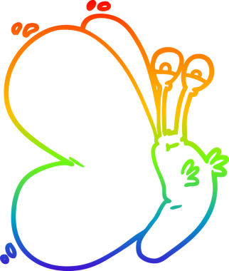 gökkuşağı gradyan çizgisi bir insan tarafından çizilmiş komik bir kelebek çizimi