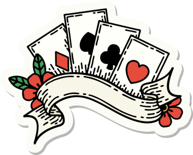 Geleneksel kart stili ve bir insan tarafından çizilmiş dövme çıkartması.