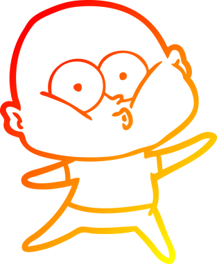 Bir insan tarafından çizilmiş kel bir adamın sıcak çizgi çizimi.