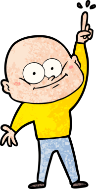 Bir insan tarafından çizilmiş kel bir adam.