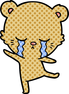 Bir insan tarafından çizilmiş ağlayan çizgi film ayısı.