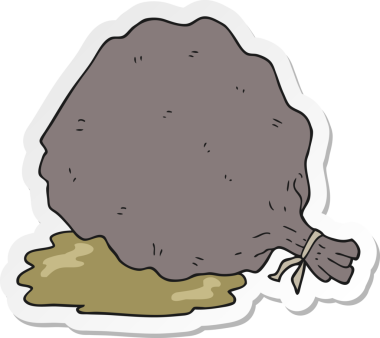 Bir insan tarafından çizilmiş bir çöp torbasının çıkartması.