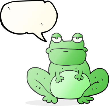 Bir insan tarafından çizilmiş serbest konuşma balonu karikatür kurbağası