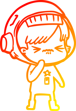 Bir insan tarafından çizilmiş bir astronot kadın çizgi çizimi.