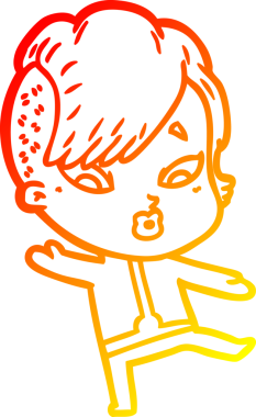 Bir çizgi film çizimi, bilim kurgu giysileri içindeki bir kızın bir insan tarafından çizilmesine şaşırdı.