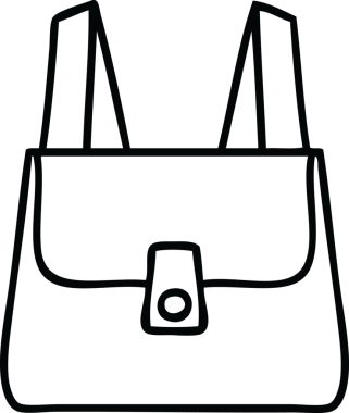 Bir insan tarafından çizilmiş yeşil bir çantanın çizgi çizimi