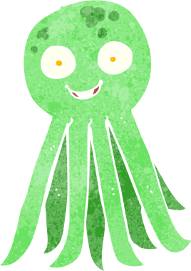 Bir insan tarafından çizilmiş ahtapot çizgi filmi.