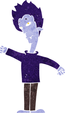 Bir insan tarafından çizilmiş vampir adam çizgi filmi.