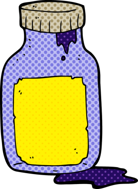 Bir insan tarafından çizilmiş öksürük şurubu.