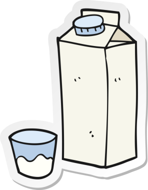 Bir insan tarafından çizilmiş süt kutusunun etiketi.